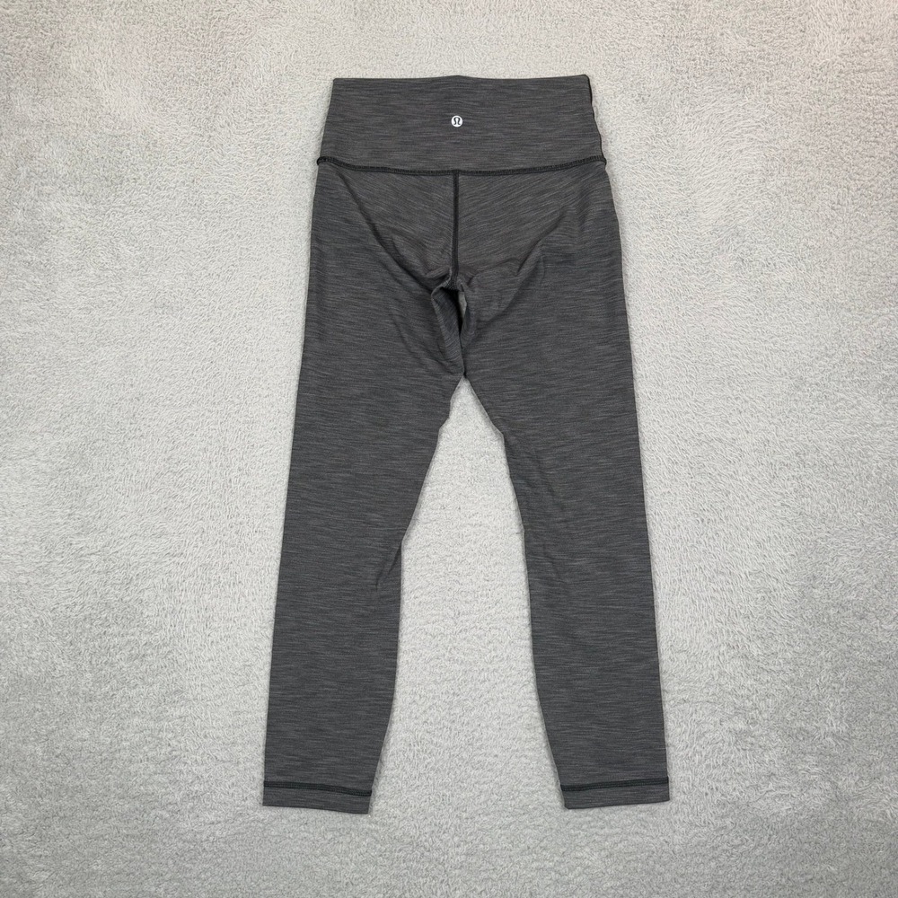 Lululemon High Rise Cropped Leggings Heathered Dark Grey Space Dye Womens Size 6